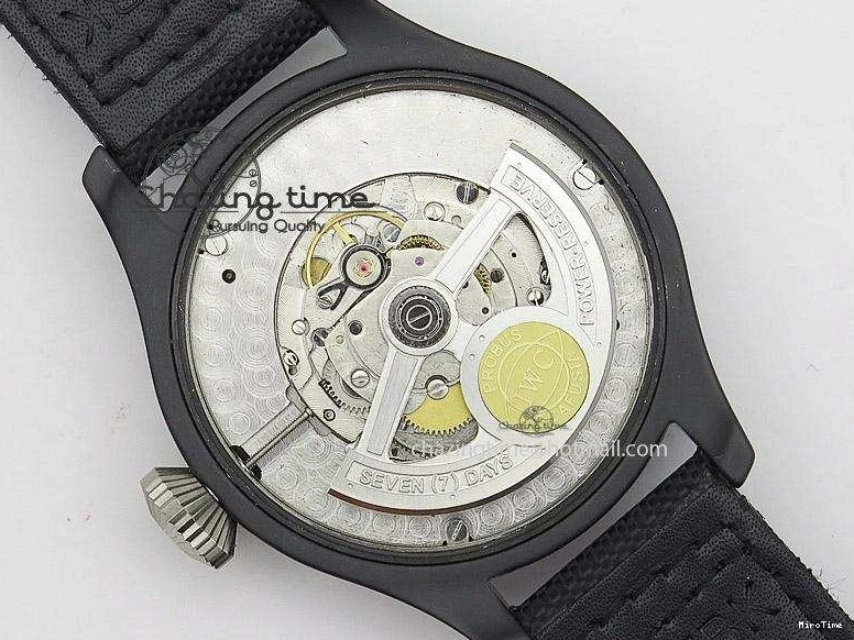 MIROTIME 0510 Durable Big Pilot 5019 Ceramic Case Black Dial Green Markers Asian 23J 7396